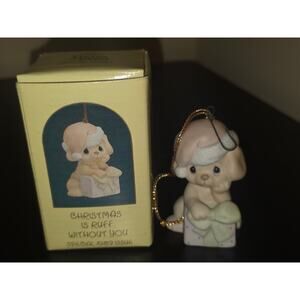 Enesco Precious Moments 520462 Christmas Is Ruff Without You Dog Ornament 1989